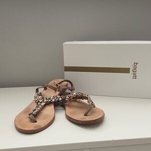 Italian Brown Sandals with Jewel Accents